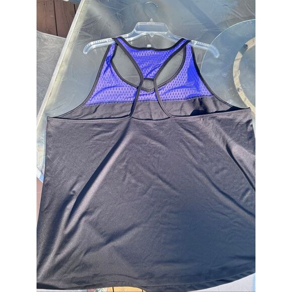 MTA Sport Women's Plus Size 2X Black Athletic Tank Top Purple Mesh Open Back - Picture 4 of 9